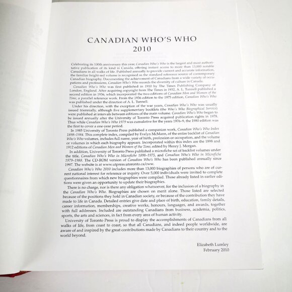 Canadian Whos Who 2010 Red HC Biography Genealogy Toronto Grey Publishing - Picture 8 of 12